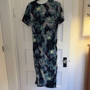 Chic Blue and Black Midi Dress